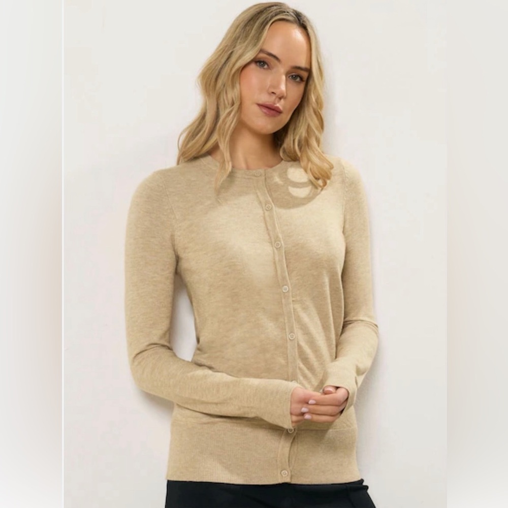 Banana Republic Classic Merino Wool Cardigan, Camel, Extra Long, US M